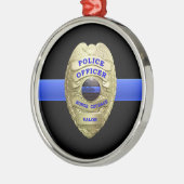 Metaal Ornament van de Thin Blue Line Police Badge (Links)