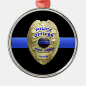 Metaal Ornament van de Thin Blue Line Police Badge (Voorkant)