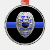 Metaal Ornament van de Thin Blue Line Police Badge (Voorkant)