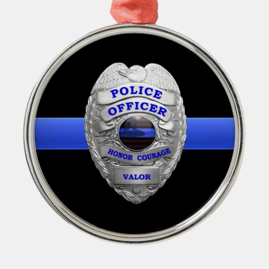 Metaal Ornament van de Thin Blue Line Police Badge (Voorkant)