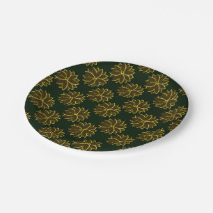 Metaal Poinsettia Flowers-2-Green-Gold-PAPER-BORDE Papieren Bordje