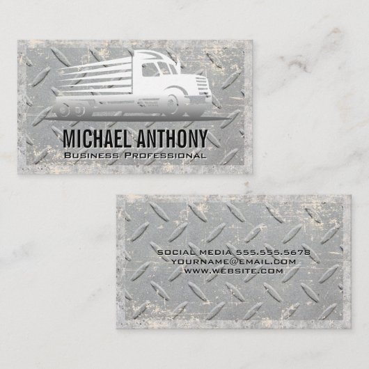 Metaal rasterpatroon | Grunge | Semi Truck Visitekaartje (Voorkant / Achterkant)
