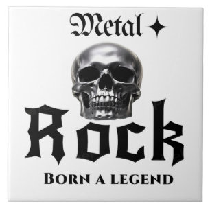 Metaal Rock Geboren als Legende Chrome Schedel Gra Tegeltje