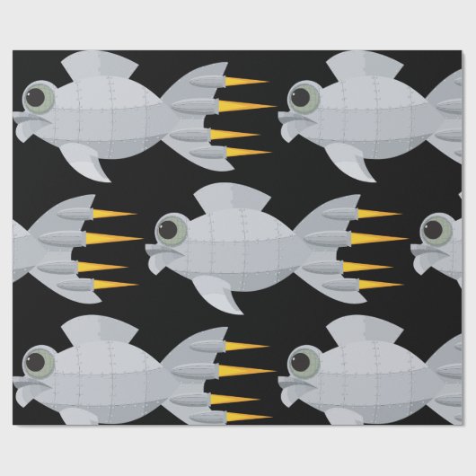 Metaal Rocket Fish Cadeaupapier (Vlak)