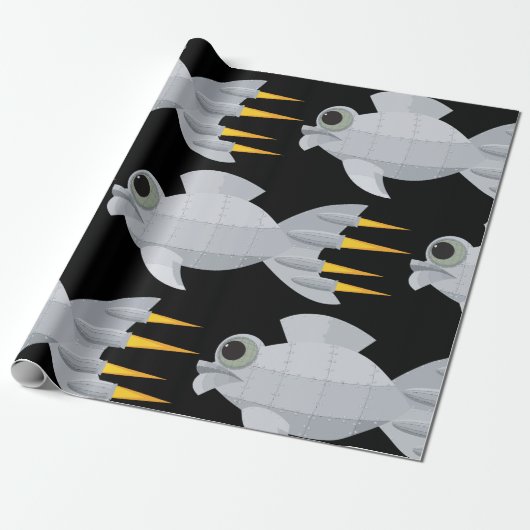 Metaal Rocket Fish Cadeaupapier (Uitgerold)
