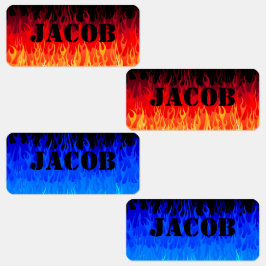 Metaal rode en blauwe hete roodflames labels
