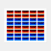 Metaal rode en blauwe hete roodflames labels (Vel)