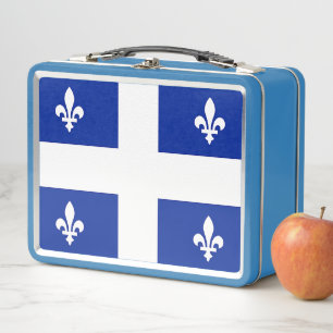 Metaal roestvrij koffertje met vlag van Quebec
