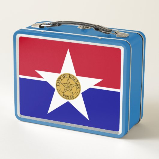 Metaal roestvrij koffertje - vlag van Dallas (Achterkant)