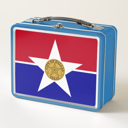 Metaal roestvrij koffertje - vlag van Dallas (Voorkant)