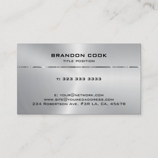 Metaal roestvrij staal glanzend zilveren accent visitekaartje (Achterkant)