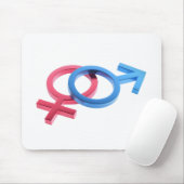 Metaal rood vrouw en blauw mannelijk gendersymbool muismat (Met muis)