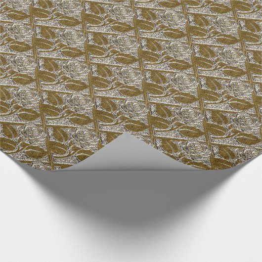 Metaal Roos-01-Silver Gold-Gift Wrapping Paper Cadeaupapier (Hoek)