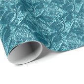 Metaal Roos-02-Blauw-Gift Wrapping Paper Cadeaupapier (Rol Hoek)