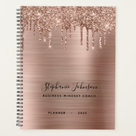 Metaal Roos Gold Glitter Drip Boss Lady Annual Planner