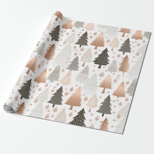 Metaal Roos Gold Platinum Silver-kerstbomen Cadeaupapier (Uitgerold)