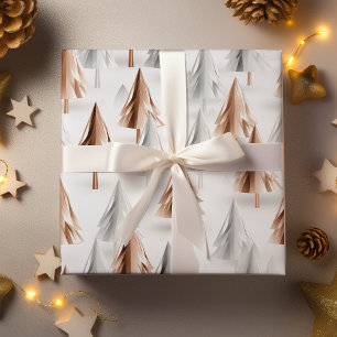 Metaal Roos Gold Platinum Silver-kerstbomen Cadeaupapier