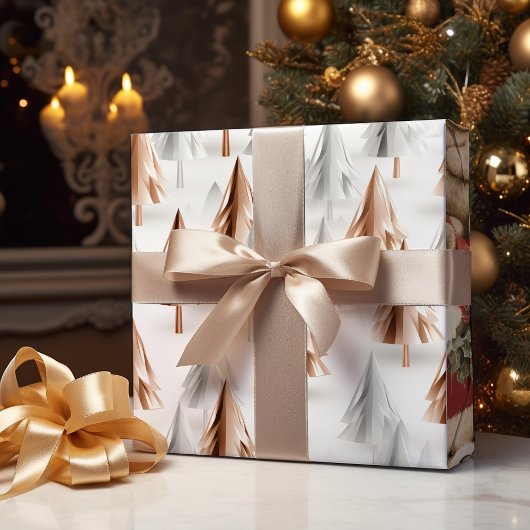 Metaal Roos Gold Platinum Silver-kerstbomen Cadeaupapier