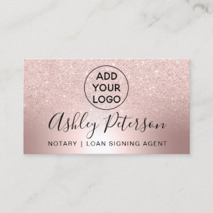 Metaal roos goudglitter met notarische logo visitekaartje