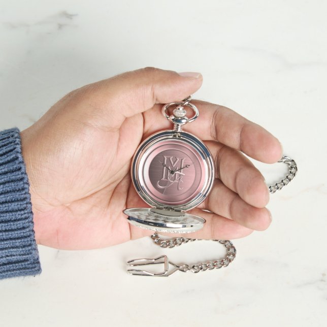Metaal Roze Staal Gegraveerde Monogram Horloge (Hand)