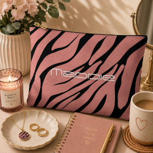 Metaal Roze Zebra Strepen Patroon Etui