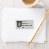 Metaal schild Medieval Lion Gray Parchment Etiket (Insitu)