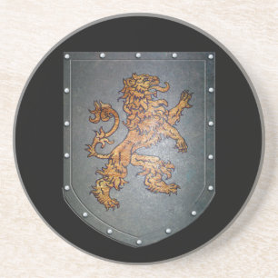 Metaal schild Medieval Lion Zandsteen Onderzetter