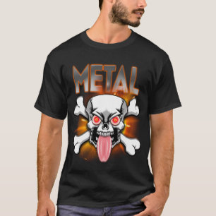 METAAL!  Skull en Crossbones, Tongue Stuck Out T-shirt