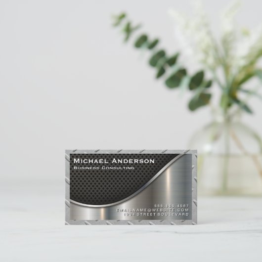 Metaal | Staal | Zwart vlees Visitekaartje (Staand voorkant)