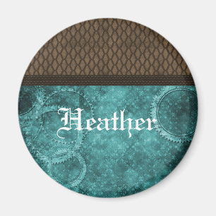 Metaal tandwiel Steampunk Magnet, Blauwgroen Magneet