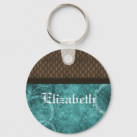 Metaal-tandwielkast-Sleutelhanger, Blauwgroen Sleutelhanger (Voorkant)