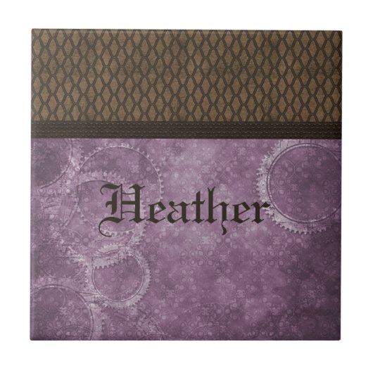 Metaal-tandwielkast-Tegel, Paars Tegeltje (Voorkant)