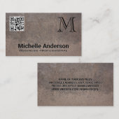 Metaal textuur | Visitekaartje QR-code monogram (Voorkant / Achterkant)
