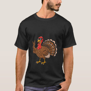 Metaal Thanksgiving Kalkoen Metalhead Duivels Hoor T-shirt