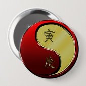 Metaal Tijger Ronde Button 4,0 Cm (Voorkant /achterkant)