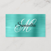 Metaal Turquoise Fancy Monogram Visitekaartje (Voorkant)