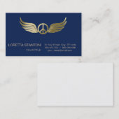 Metaal uitziende vredessymbool met vleugels visitekaartje (Voorkant / Achterkant)