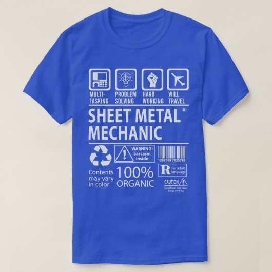 Metaal vellen Mechanische MultiTasking Certified J T-shirt (Design voorkant)