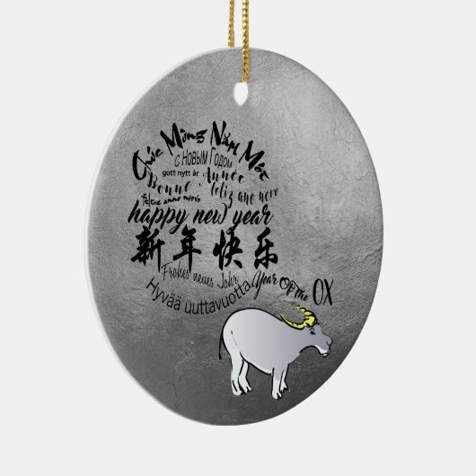 Metaal Vietnamees Ox Lunar Nieuwjaar 2021 RO Keramisch Ornament (Rechts)