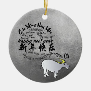 Metaal Vietnamees Ox Lunar Nieuwjaar 2021 RO Keramisch Ornament