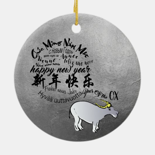 Metaal Vietnamees Ox Lunar Nieuwjaar 2021 RO Keramisch Ornament (Achterkant)