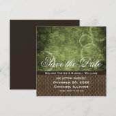 Metaal vistuig sparen de Datum nodigt, Groen uit Kaart (Voorkant / Achterkant)