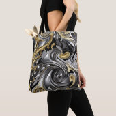 Metaal vloeibaar patroon tote bag (Dichtbij)