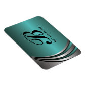 Metaal zilver blauwgroen, monogram aangepast magneet (Rechterzijde)