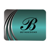 Metaal zilver blauwgroen, monogram aangepast magneet (Horizontaal)