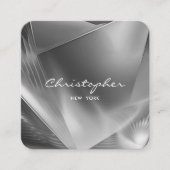 Metaal Zilver Geborsteld | QR-code & sociale media Vierkante Visitekaartje (Voorkant)