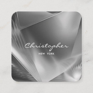 Metaal Zilver Geborsteld   QR-code & sociale media Vierkante Visitekaartje