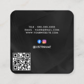 Metaal Zilver Geborsteld | QR-code & sociale media Vierkante Visitekaartje (Achterkant)