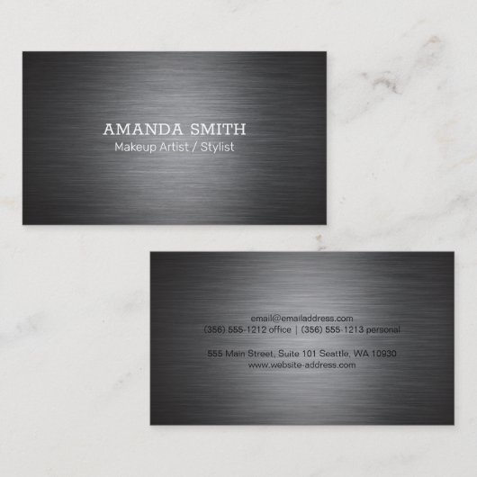 Metaal Zilver geborsteld Visitekaartje (Voorkant / Achterkant)