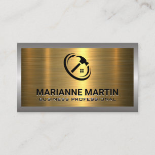 Metaal Zilver Goud Geborsteld   Home Hammer Logo Visitekaartje